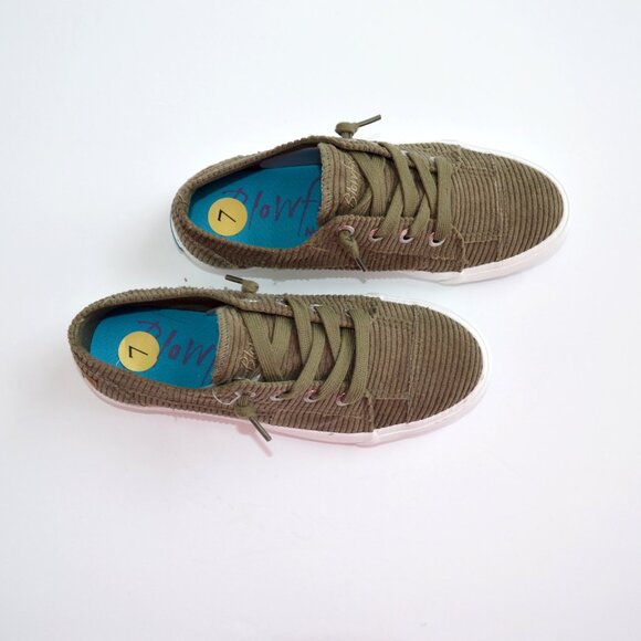 blowfish malibu casual slip sneaker shoes corduroy ribbed olive green woman new - Picture 4 of 7